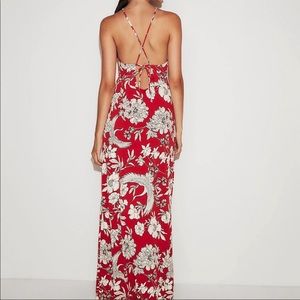 Red floral maxi dress with slit